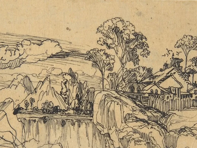 1822-Rodolphe Bresdin - Piccolo villaggio marittimo